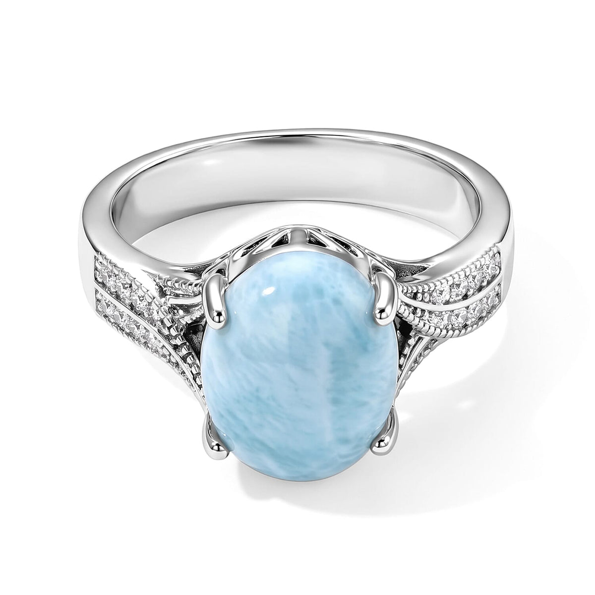 EverTrue Larimar, Moissanite Ring in Platinum Bond (Size 10.0) 4.00 ctw