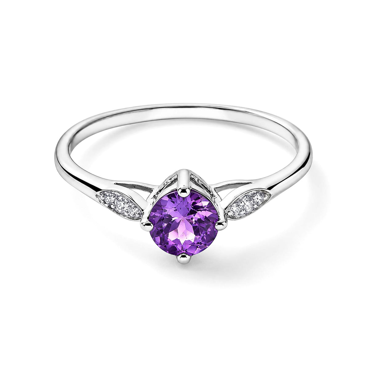 Amethyst and Simulated Diamond 0.69 ctw Ring in Sterling Silver (Size 8.0)