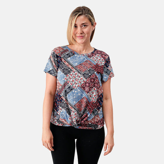 White Lily Patch Multi Twist Front Top - M