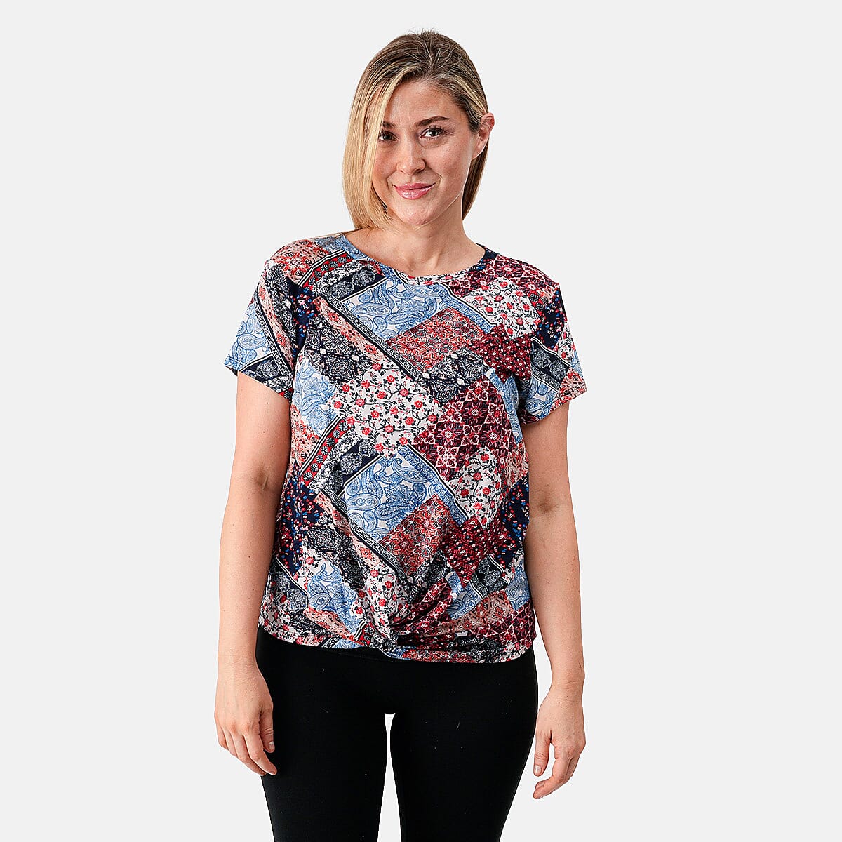 White Lily Patch Multi Twist Front Top - M