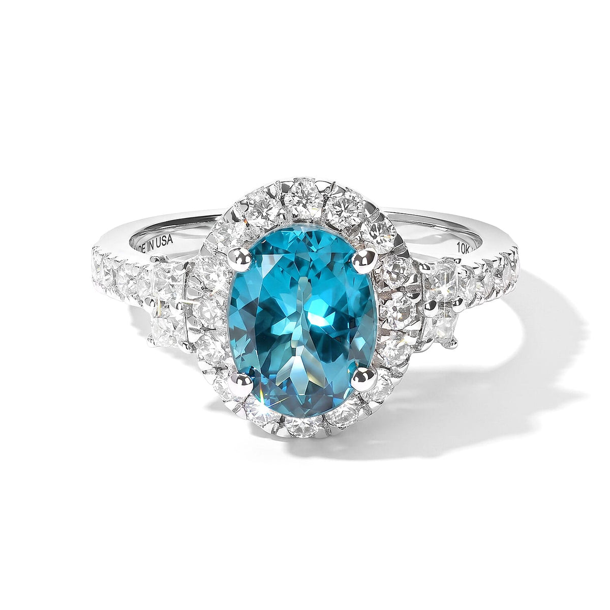 D''Joy Certified & Appraised Premium Betroka Blue Apatite, Moissanite Ring in Rhodium Over Sterling Silver (Size 6.0) 2.50 ctw