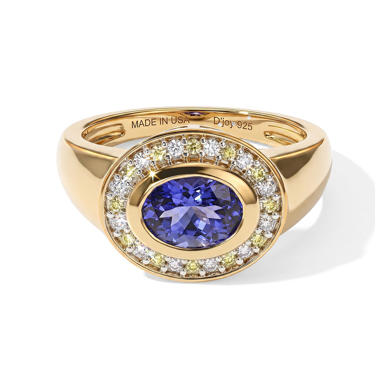 D''Joy Premium Tanzanite and Multi Gemstone 1.50 ctw Ring in 18K Vermeil Yellow Gold Over Sterling Silver (Size 6.0)