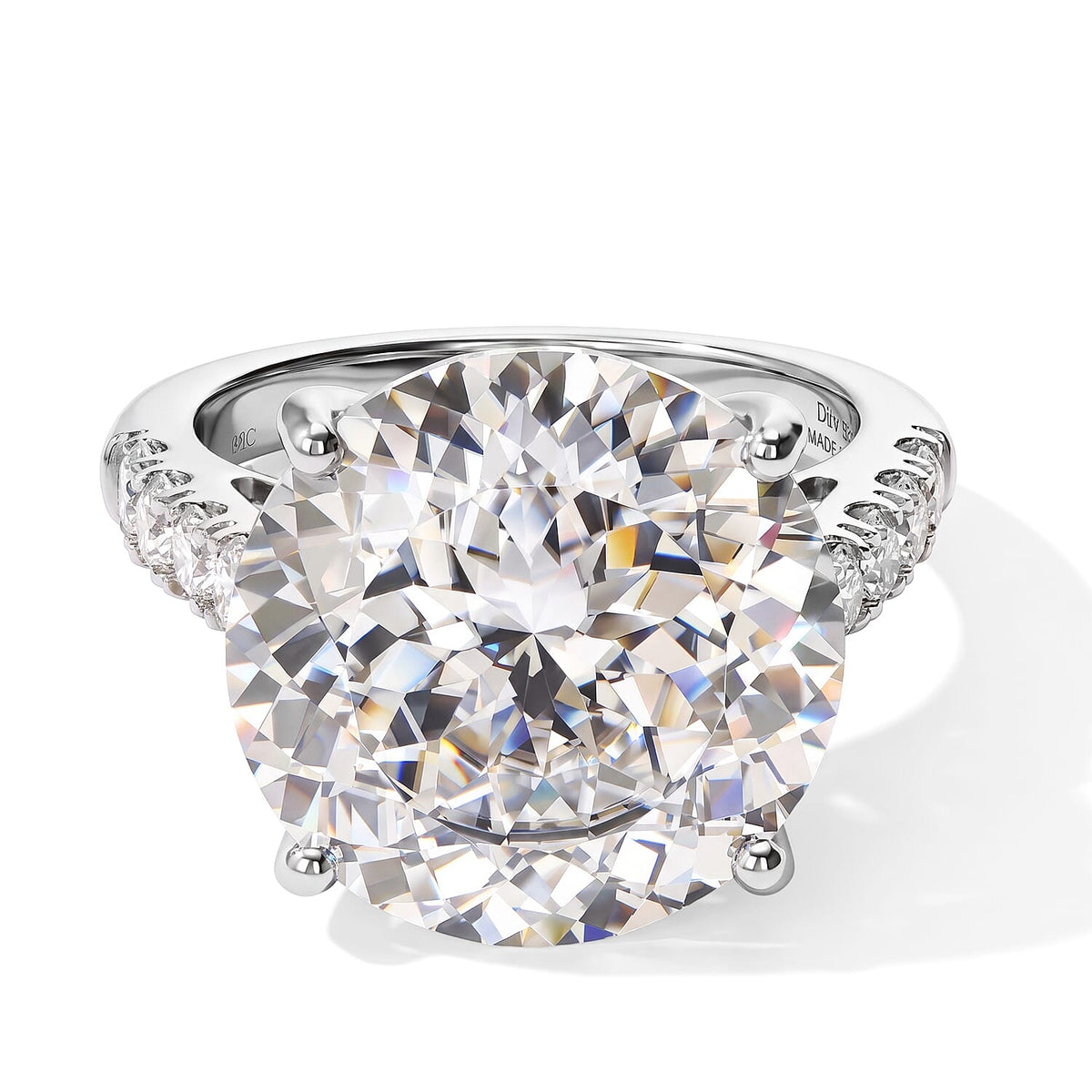D'Joy 100 Facets Moissanite (Rnd 15mm) Ring in 18K Vermeil YG Over Sterling Silver (Size 10.0) 11.80 ctw