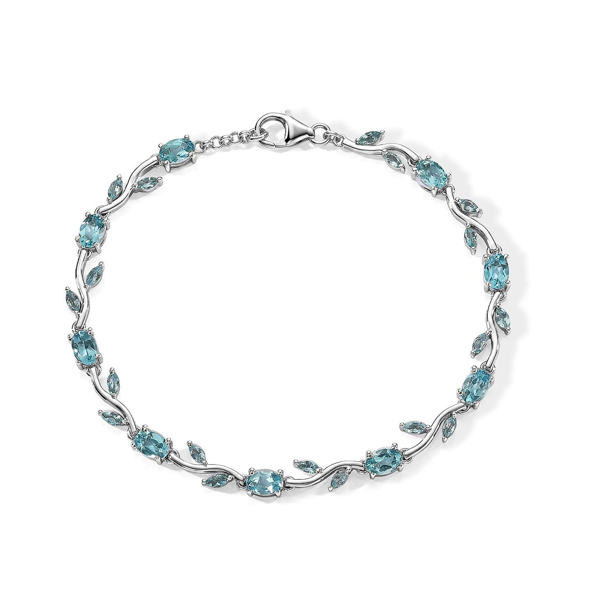 D'Joy Paraiba Apatite 5.30 ctw Bracelet in Rhodium Over Sterling Silver (7.50 In)