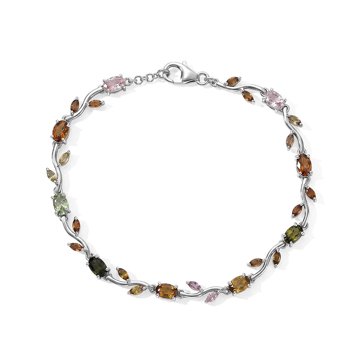D'Joy Paraiba Apatite 5.30 ctw Bracelet in Rhodium Over Sterling Silver (7.50 In)