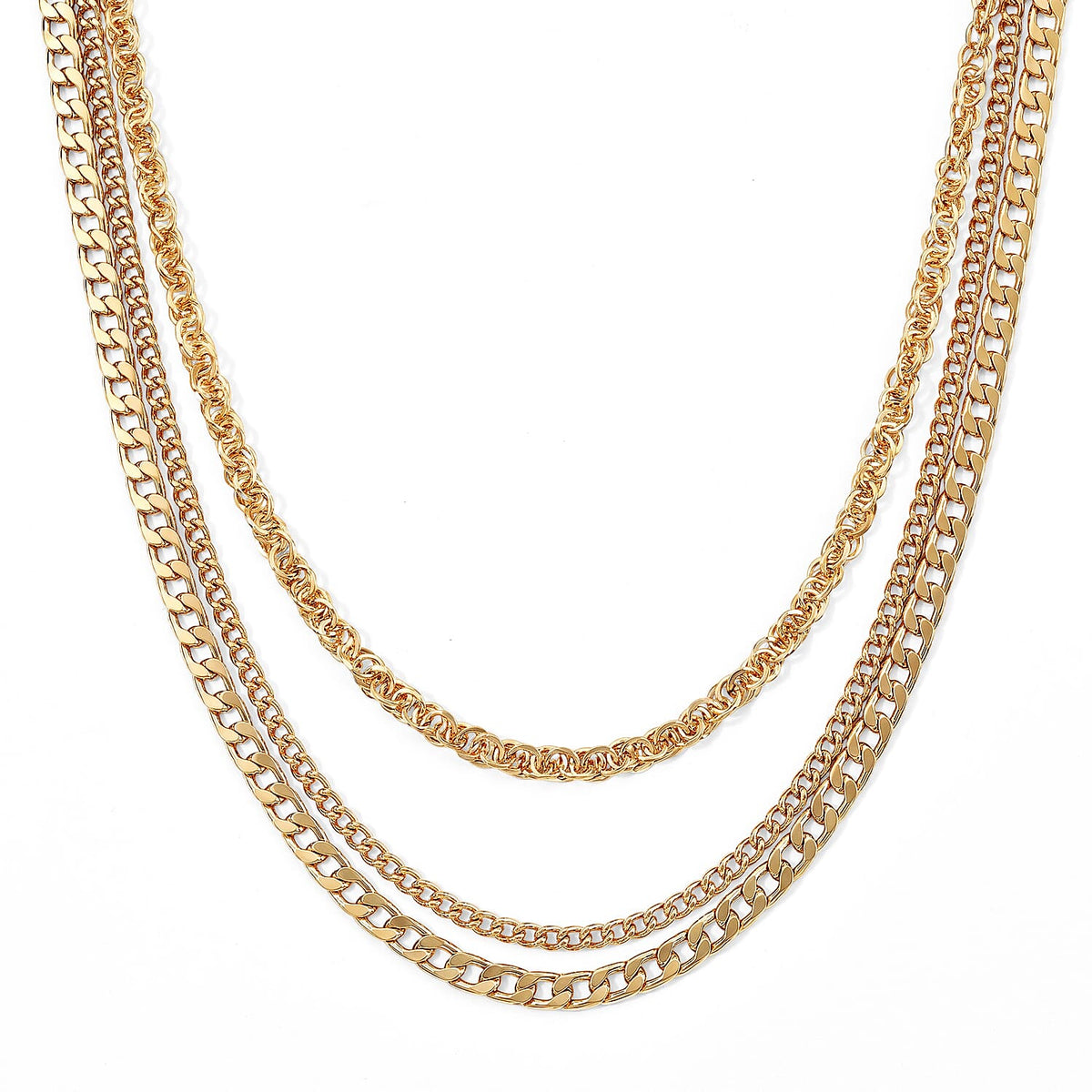 Three-layer Necklace in Goldtone (20.5 Inches)