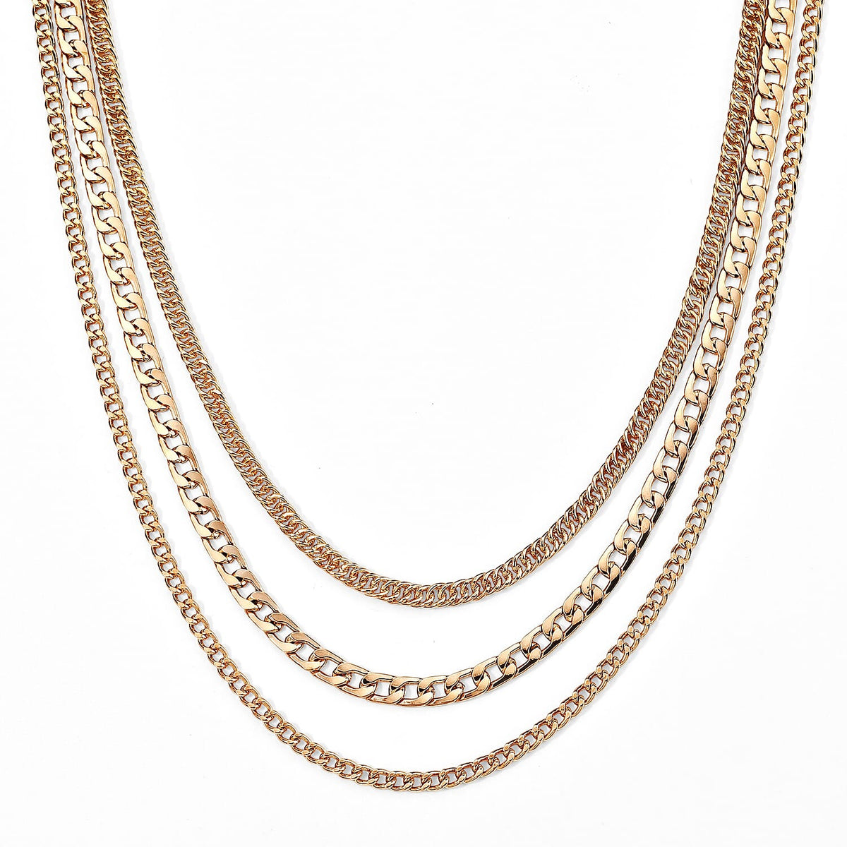Three-Layer Necklace Goldtone 20.5 Inches