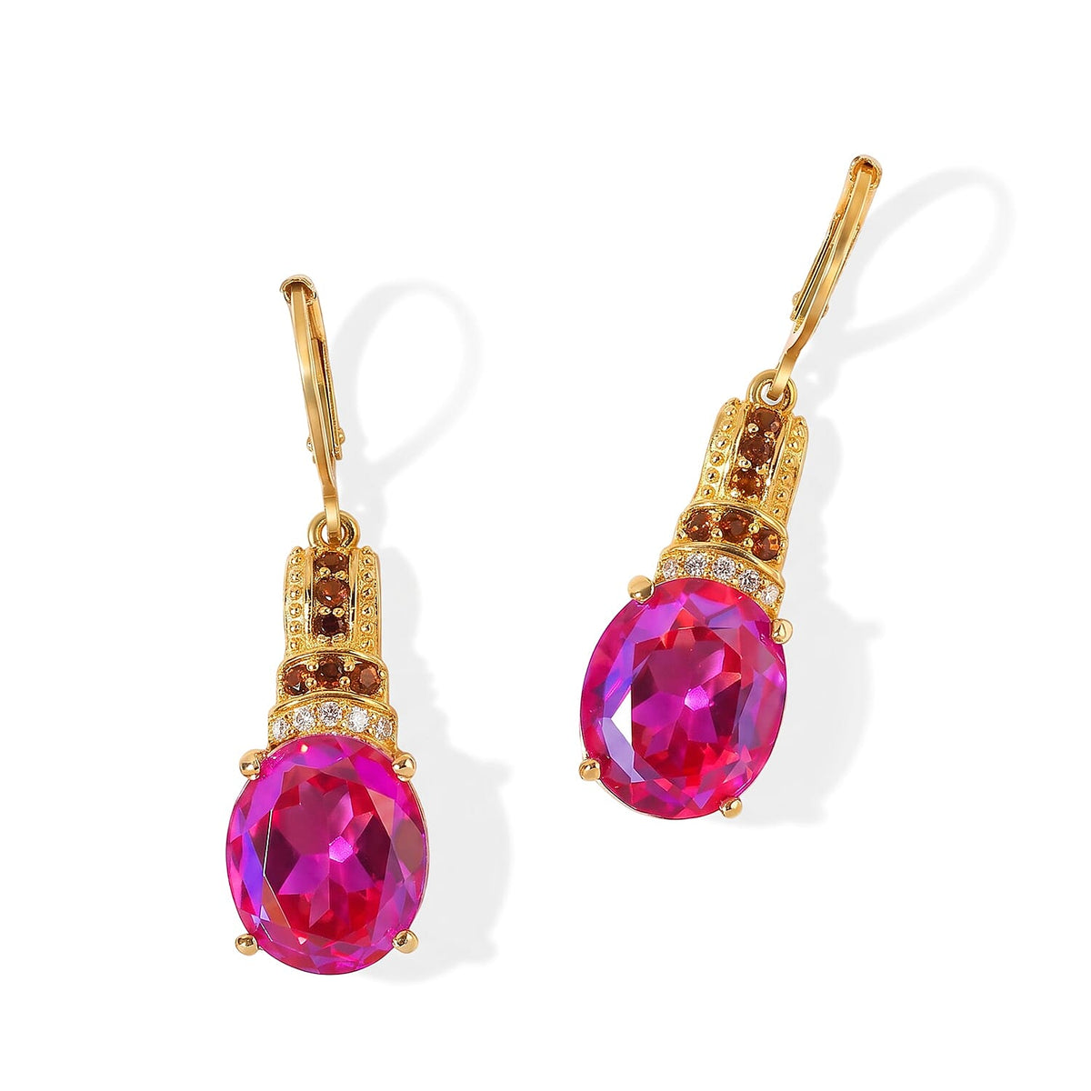 EverTrue Volcanic Triplet Quartz and Multi Gemstone 11.50 ctw Solitaire Lever Back Earrings in 18K YG Plated