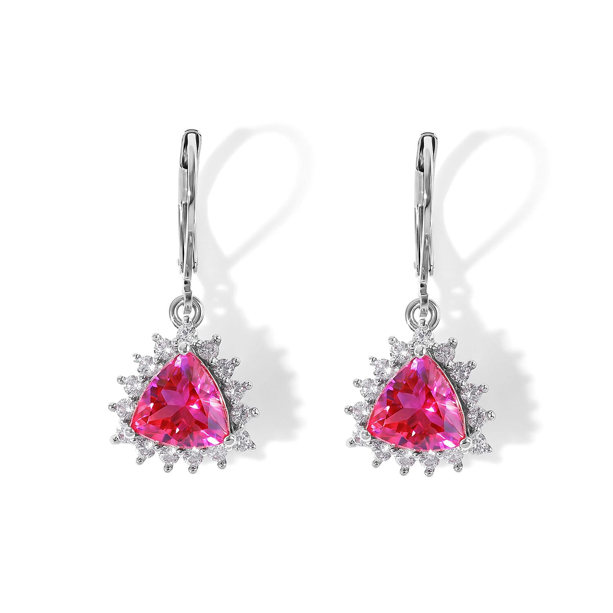 EverTrue Volcanic Triplet Quartz and White Zircon 5.10 ctw Earrings in Platinum Bond