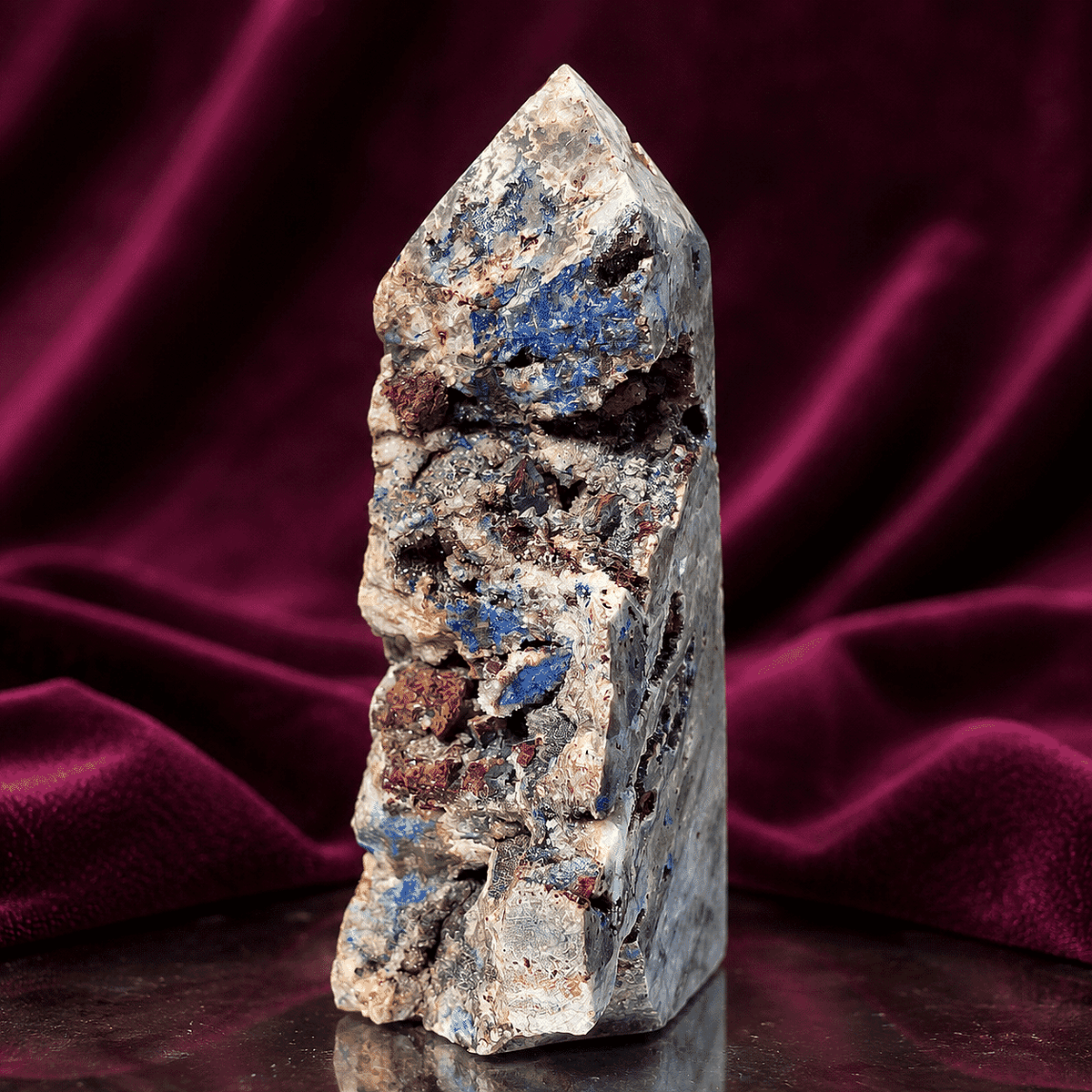 Obelisk, Azurite Petrified Wood 2-3" Approx 475Ctw