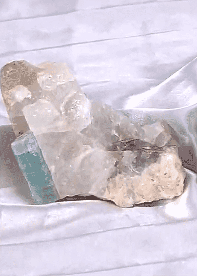Natural Aquamarine in Quartz 2-3" Approx 1050Ctw