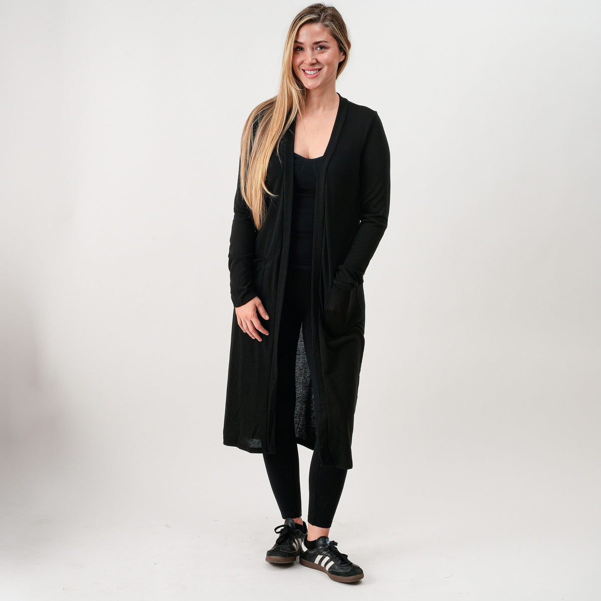 Joi De Vivre Black Zipper Pocket Cardigan - S