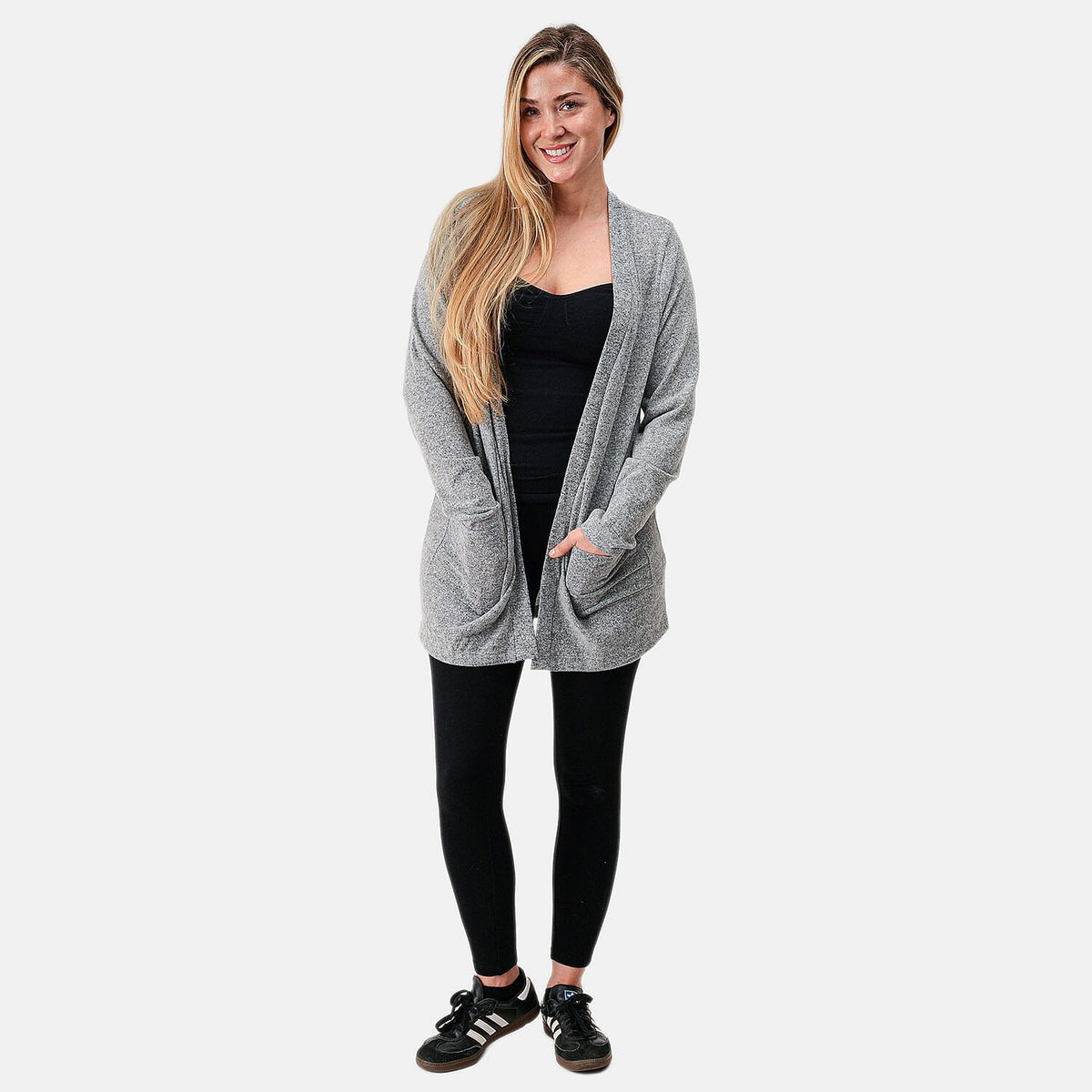 Joi De Vivre Black Zipper Pocket Cardigan - S