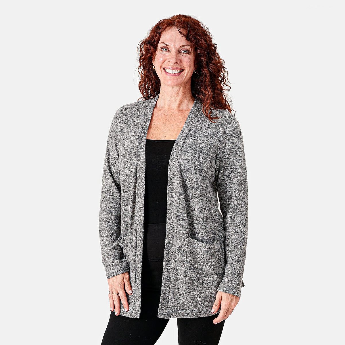 Joi De Vivre Black Zipper Pocket Cardigan - S