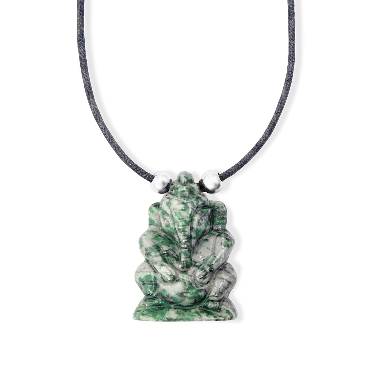 Jade and Simulated Pearl 109.00 ctw Carved Necklace in Platinum Bond 16-19 Inches