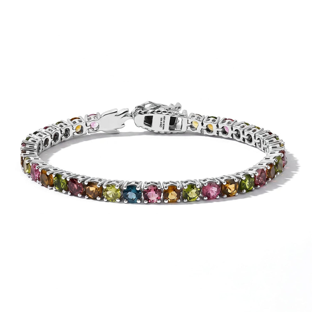 D'Joy Premium Multi-Tourmaline 9.80 ctw Tennis Bracelet in 18K Vermeil Yellow Gold Over Sterling Silver 6.50 In