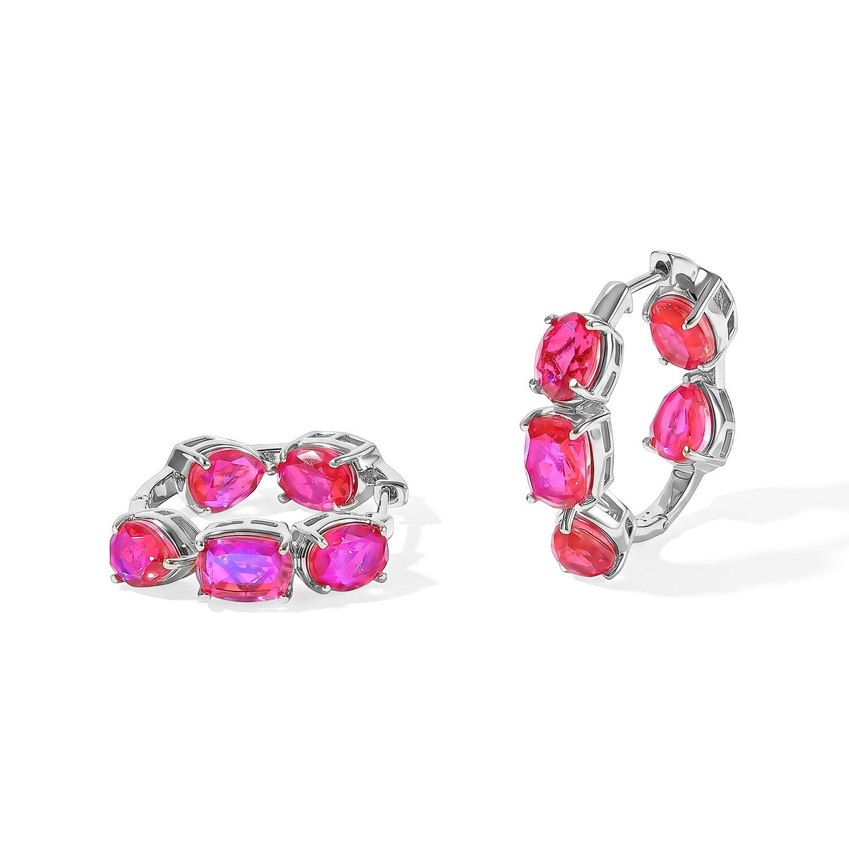 EverTrue Volcanic Triplet Quartz 15.85 ctw Hoop Earrings in 18K YG Plated