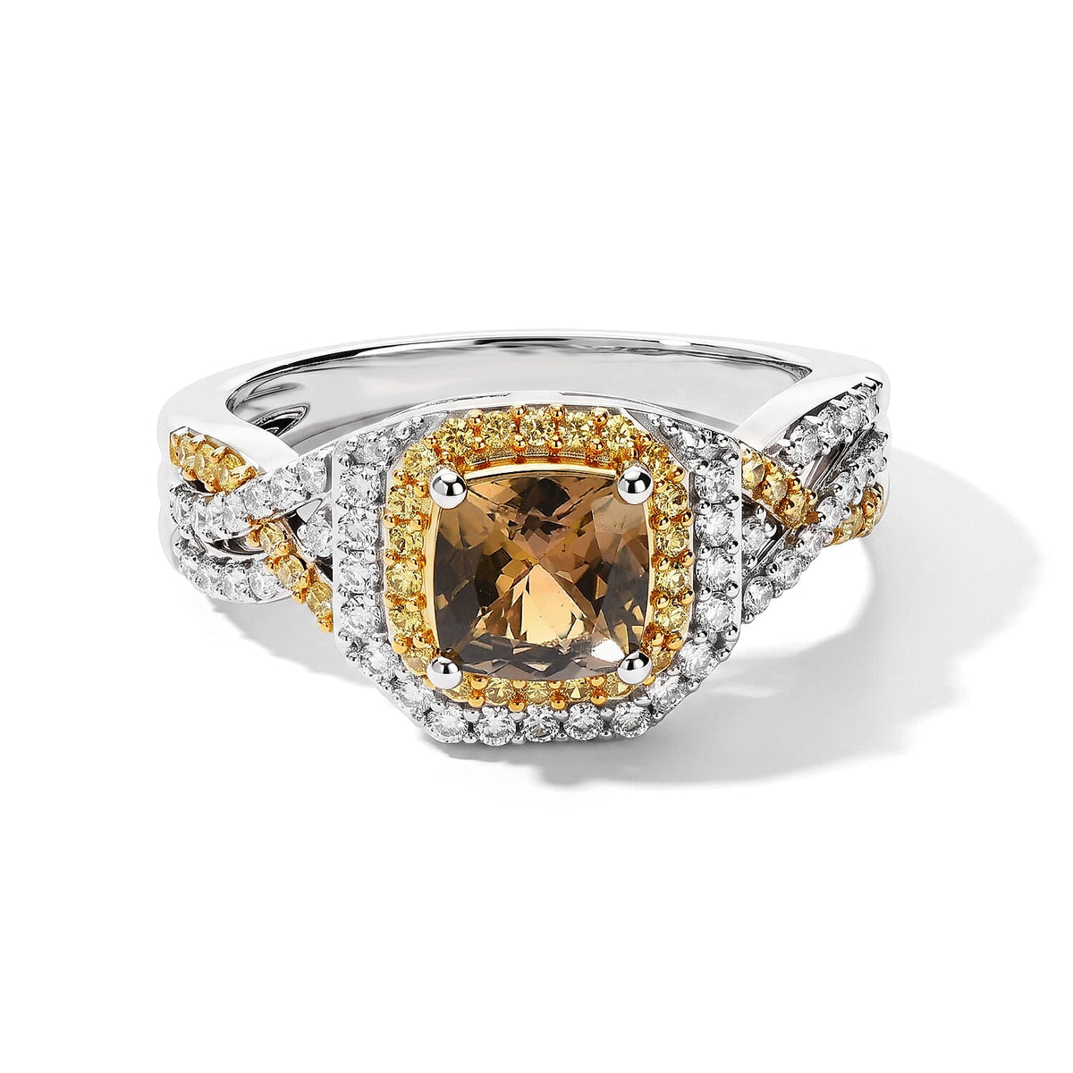 D''Joy Premium Golden Tanzanite and Multi Gemstone 1.50 ctw Ring in Rhodium Over Sterling Silver (Size 6.0)