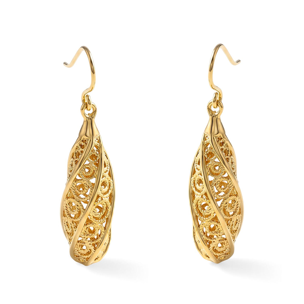 D''Joy Passport to Turkey Earrings in 22K Yellow Gold Over Sterling Silver 6.40 Grams