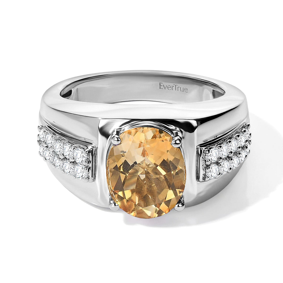 EverTrue African Amethyst, White Zircon Ring in Platinum Bond (Size 10.0) 5.40 ctw