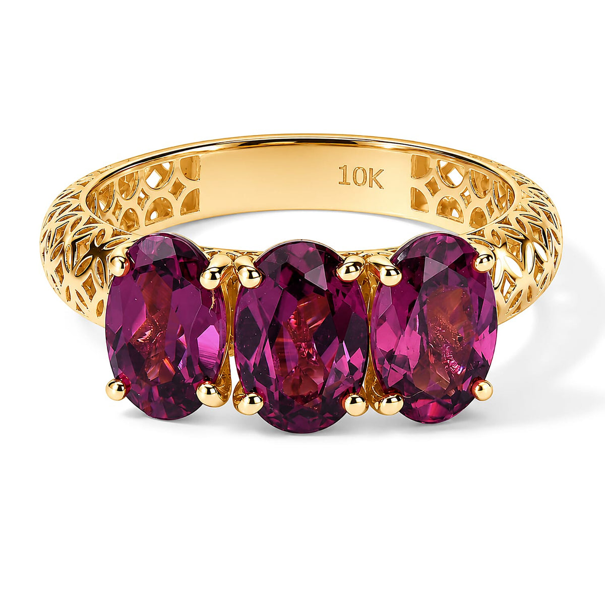 AAA Radiant Ember Garnet 3.00 ctw Ring in 10K Yellow Gold (Size 9.0)