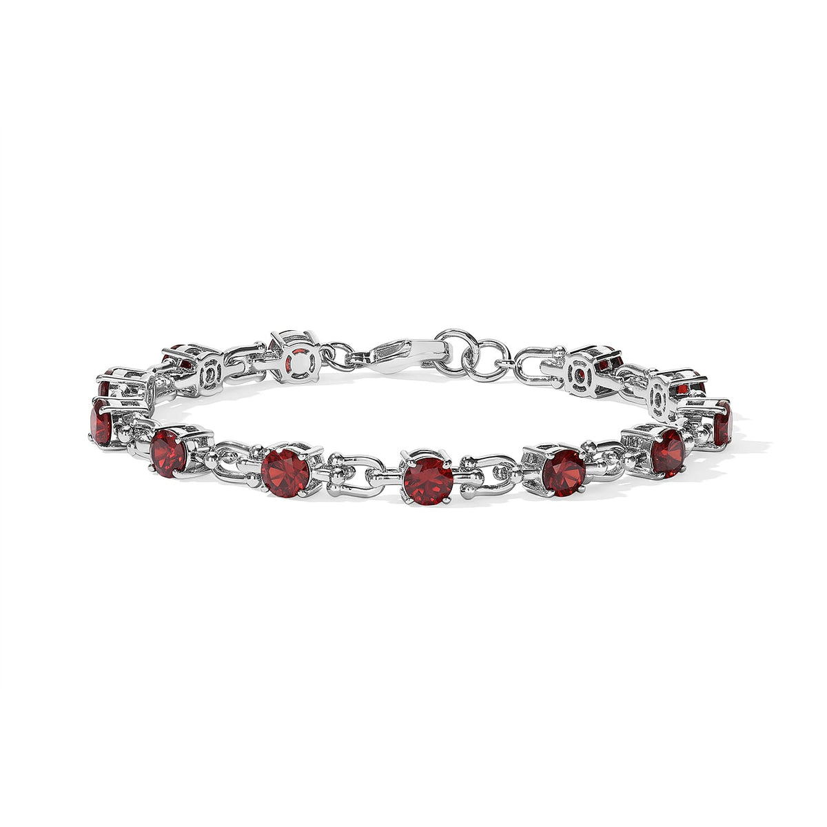 EverTrue Rose De France Amethyst 6.85 ctw Station Bracelet in Platinum Bond (8.00 In)
