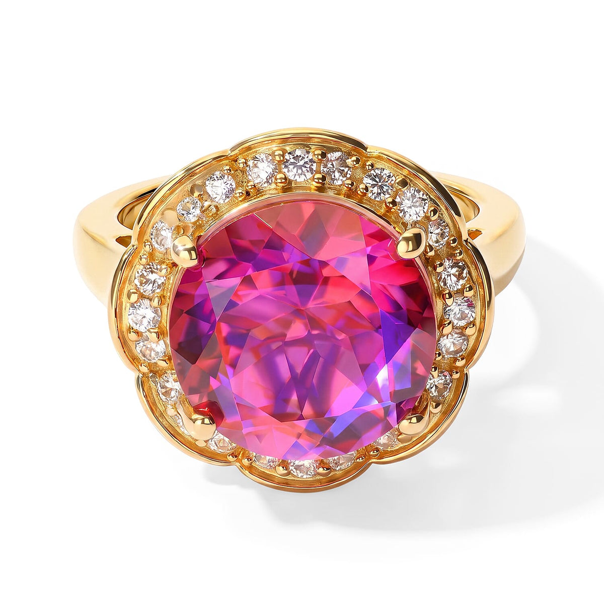 EverTrue Volcanic Triplet Quartz and White Zircon 7.30 ctw Ring in 18K YG Plated (Size 10.0)