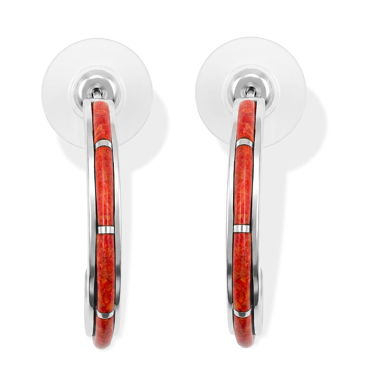 Red Spiny Oyster Shell  Earring Sterling Silver 1.50 ctw