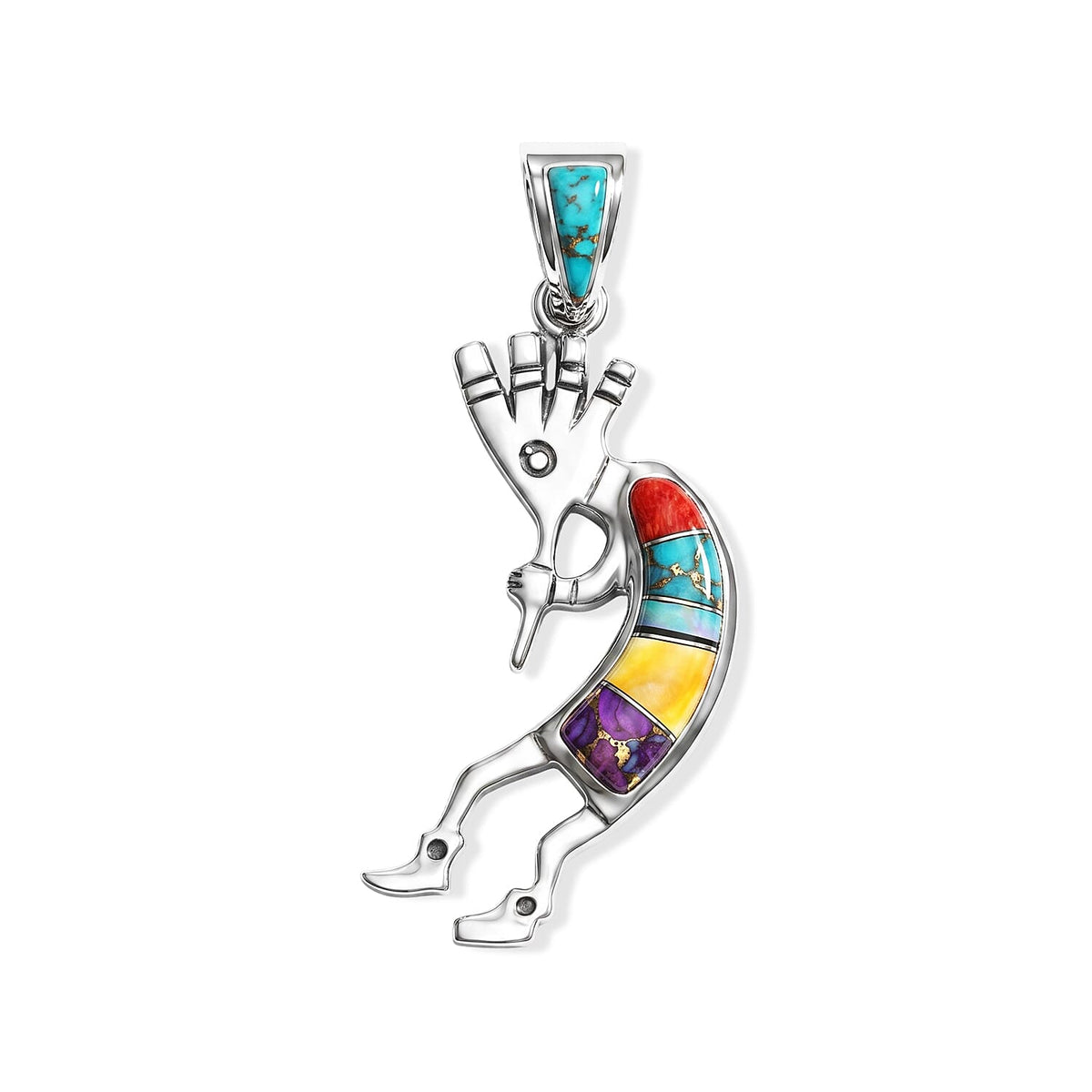 Multi Gemstones  Pendant Sterling Silver 0.50 ctw