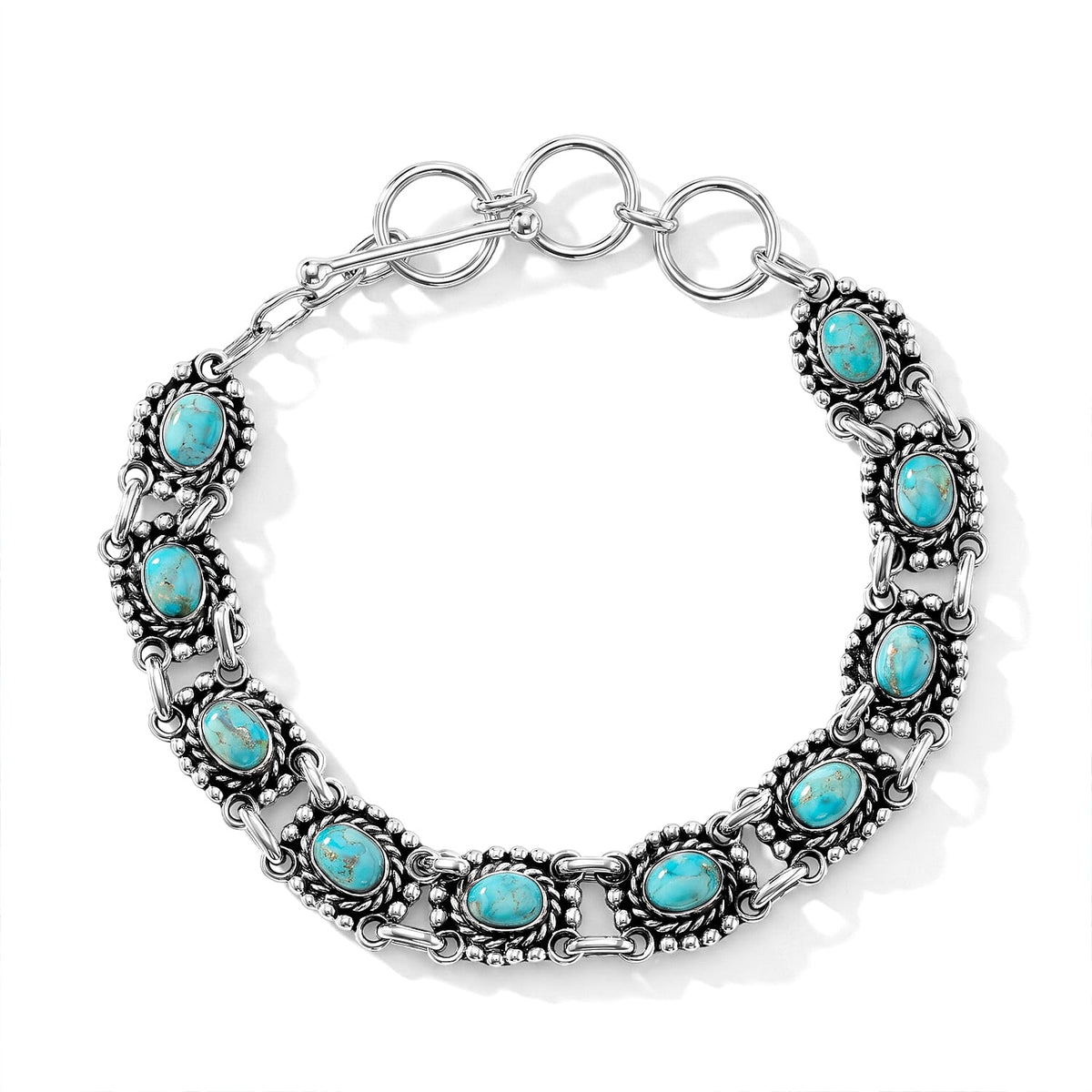 Santa Fe Style Multi Gemstone Bracelet in Sterling Silver (7.0-8.0In) 2.00 ctw