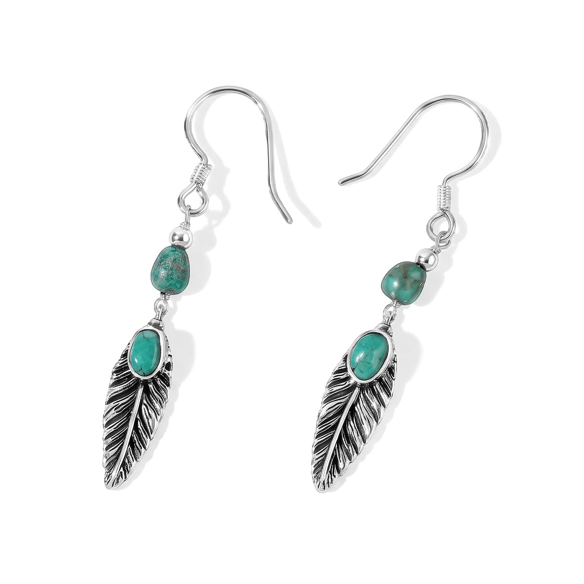 D''Joy Royal Hubei Blue Turquoise 25.40 ctw Earrings in Sterling Silver