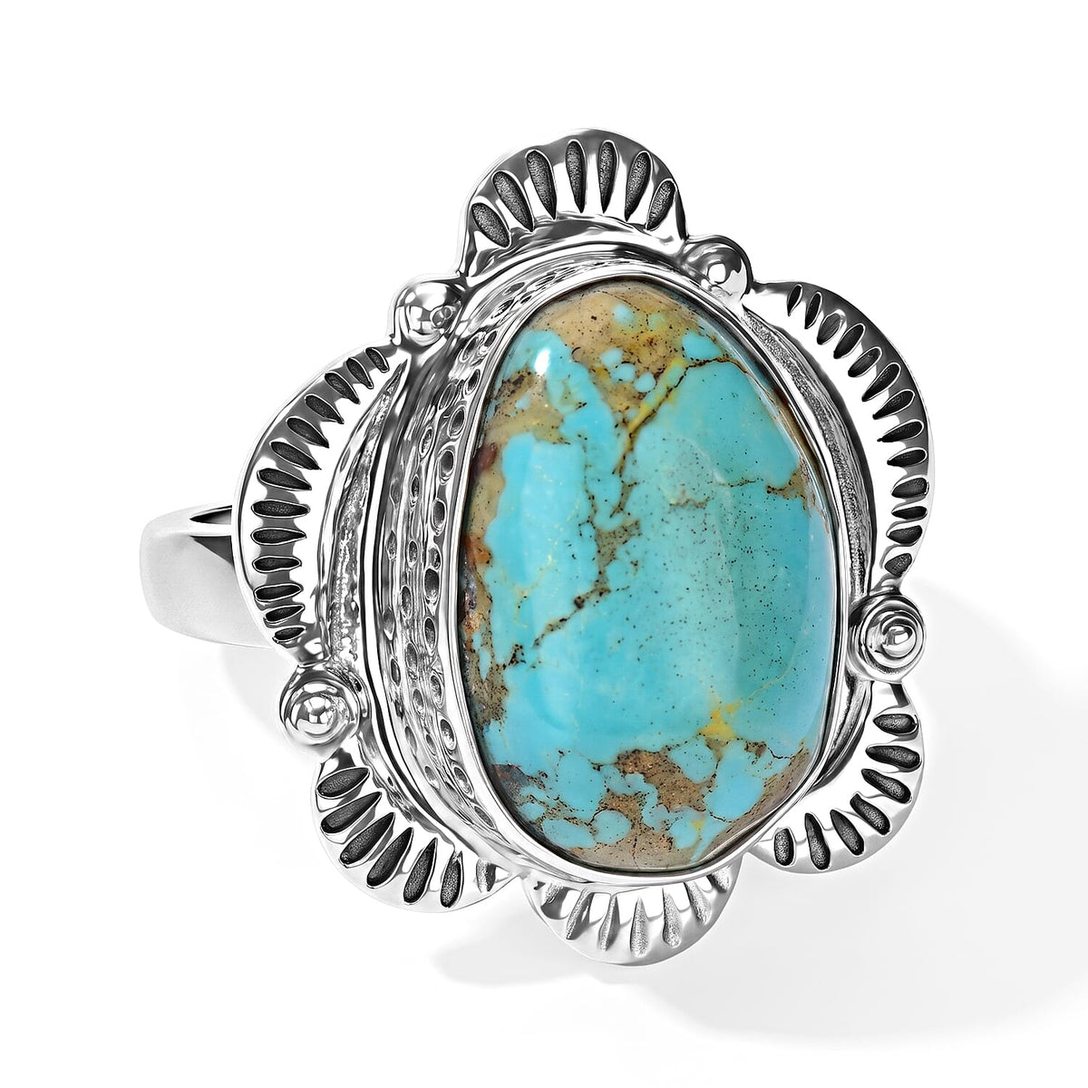 D''Joy Artisan Crafted Blue Turquoise 17.90 ctw Ring in Sterling Silver (Size 7.0)