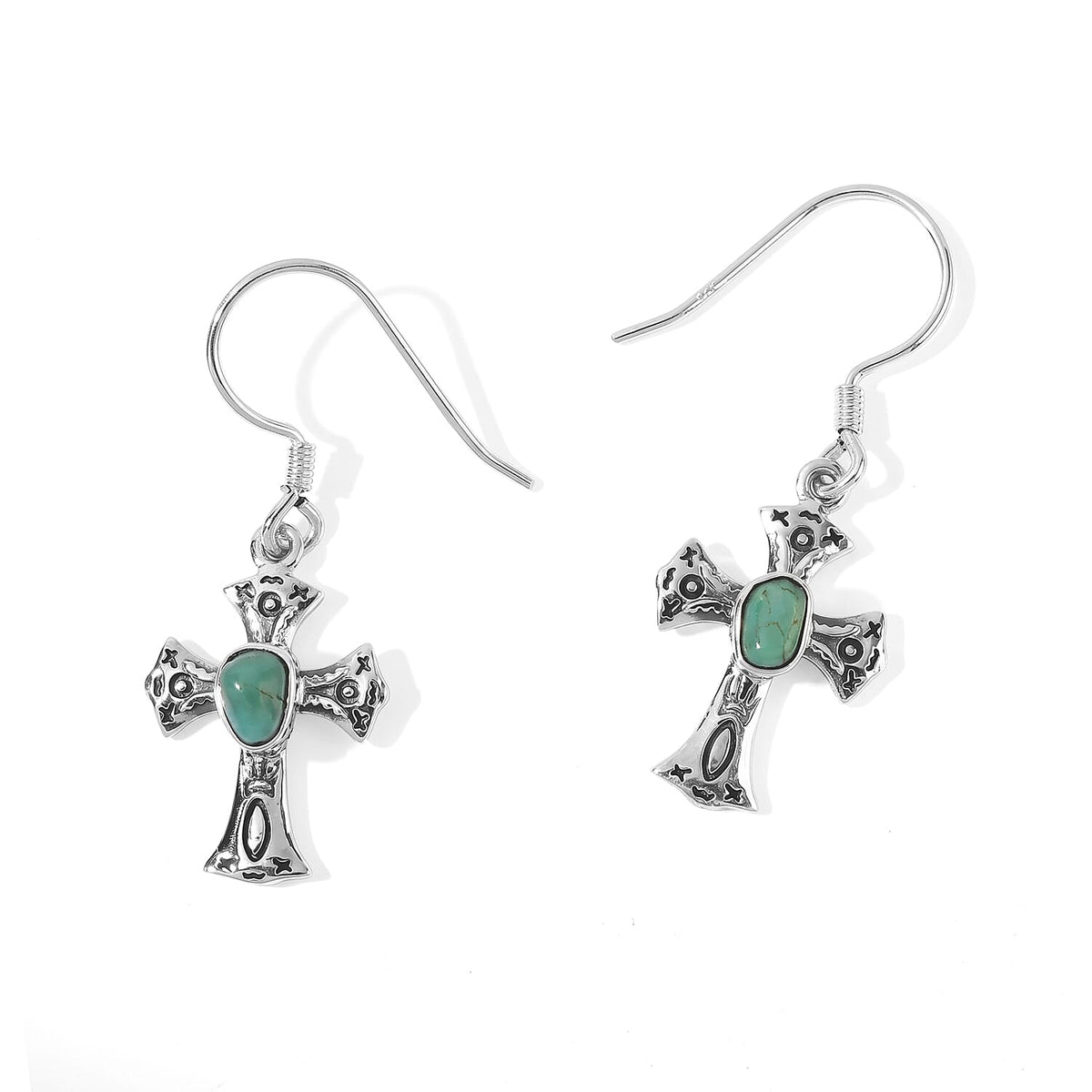 D''Joy Blue Turquoise 10.70 ctw Earrings in Sterling Silver