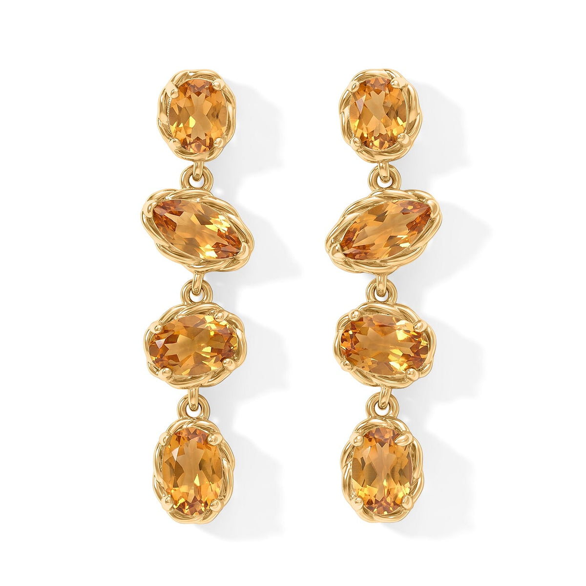 D''Joy Premium Brazilian Citrine Earrings in 18K Vermeil YG Over Sterling Silver 5.00 ctw