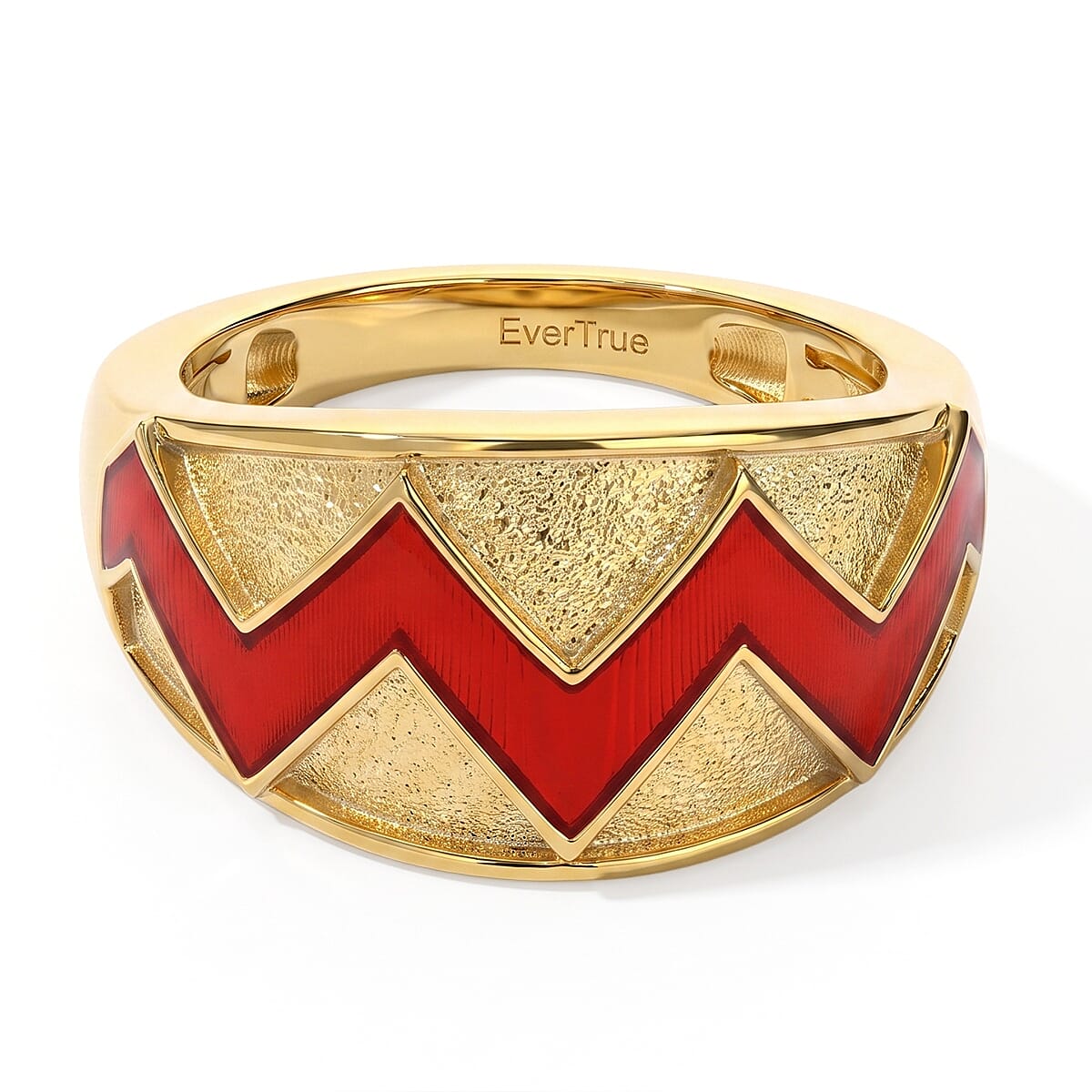 EverTrue Enameled Scarlet Peaks Ring in 18K YG Plated (Size 7.0)