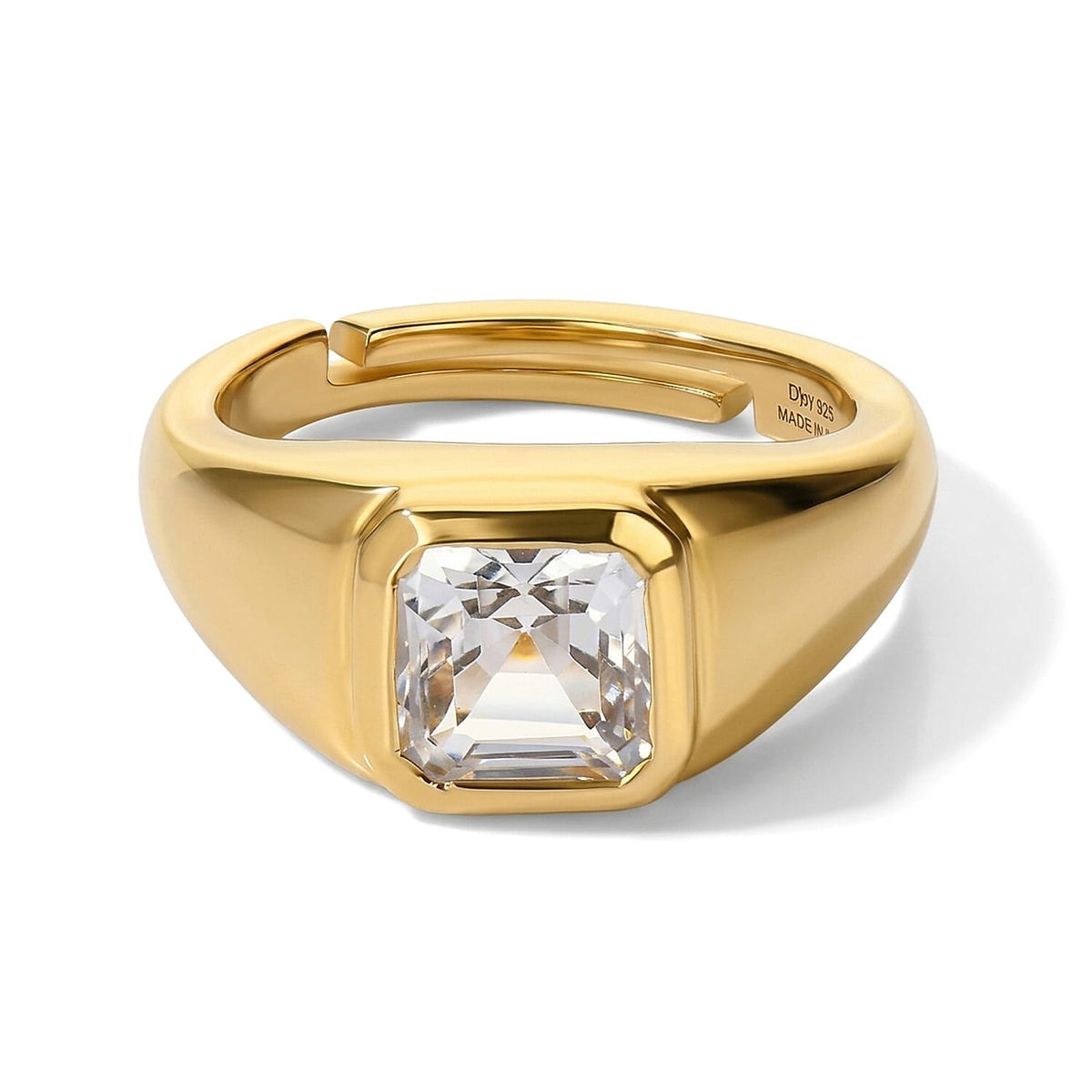 D''Joy Asscher Cut White Topaz Ring in 14K YG Over Sterling Silver (Size 4.0) 1.35 ctw