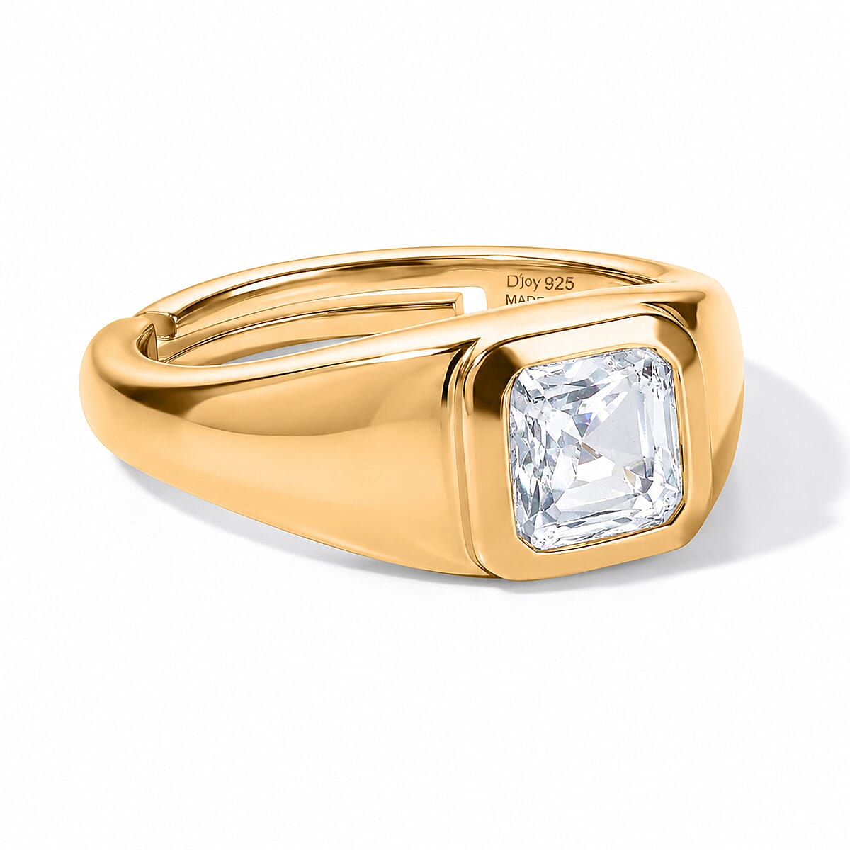 D''Joy Asscher Cut White Topaz Ring in 14K YG Over Sterling Silver (Size 4.0) 1.35 ctw