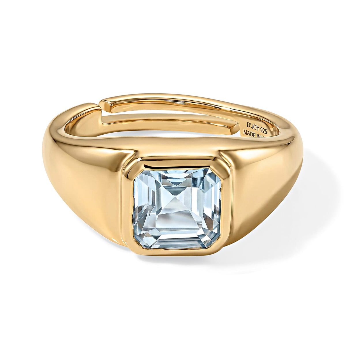 D''Joy Asscher Cut White Topaz Ring in 14K YG Over Sterling Silver (Size 4.0) 1.35 ctw