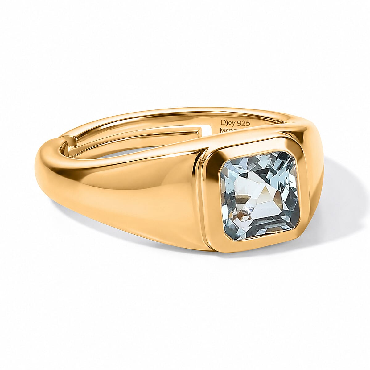 D''Joy Asscher Cut White Topaz Ring in 14K YG Over Sterling Silver (Size 4.0) 1.35 ctw
