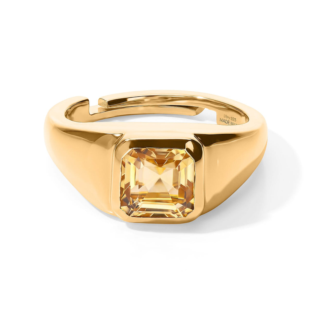 D''Joy Asscher Cut White Topaz Ring in 14K YG Over Sterling Silver (Size 4.0) 1.35 ctw