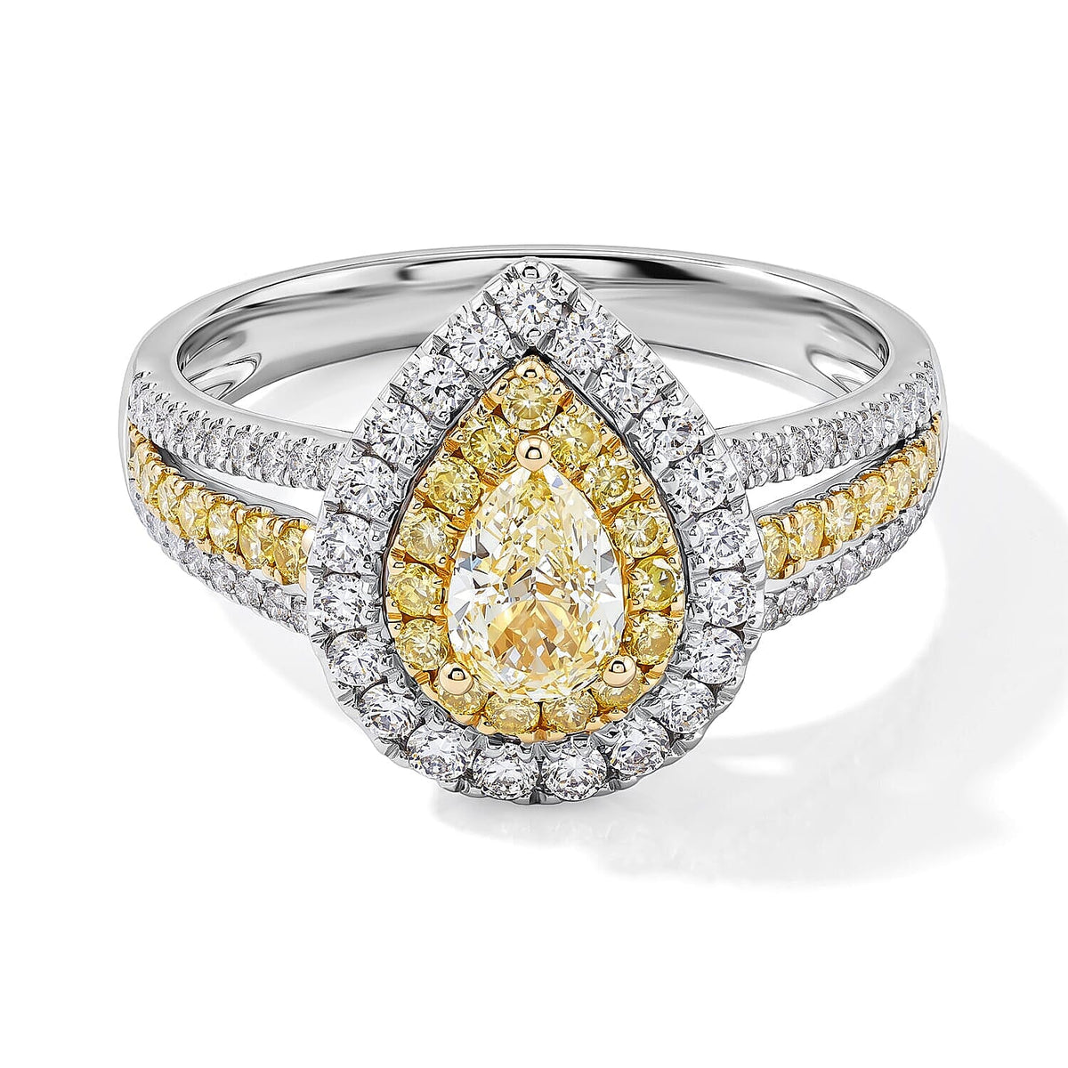 Modani 14K Yellow Gold Yellow and White Diamond Ring (Size 7.0) 1.28 ctw