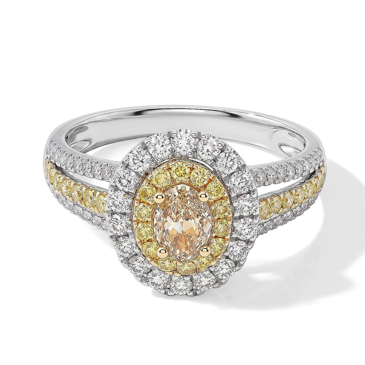 Modani 14K Yellow Gold Yellow and White Diamond Ring (Size 7.0) 1.29 ctw
