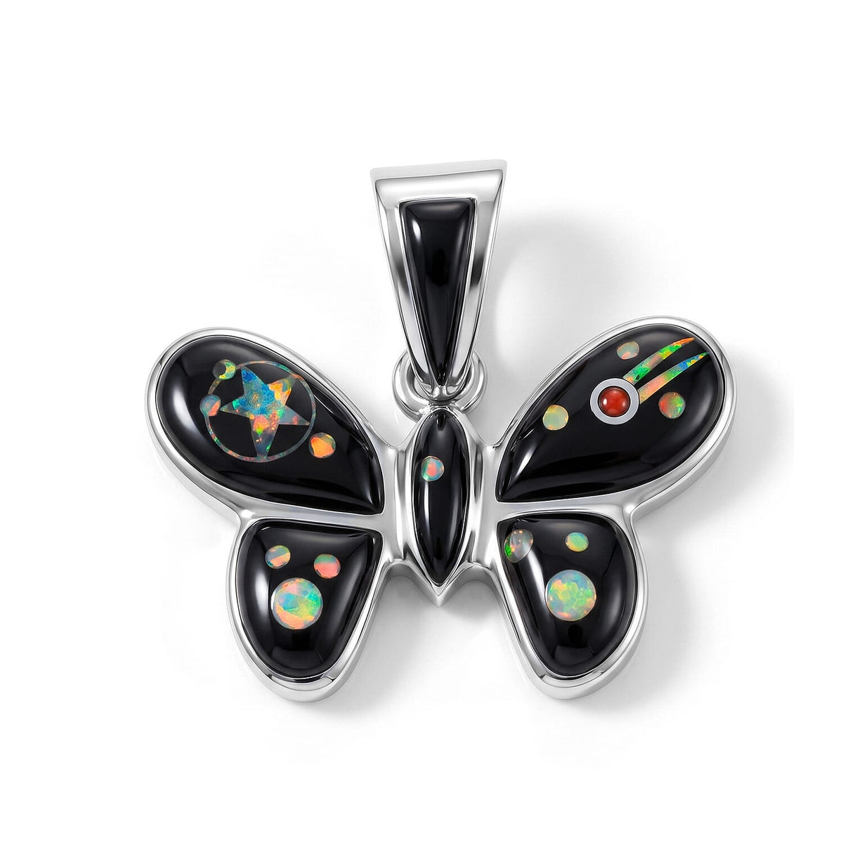 Santa Fe Style Multi Gemstone Pendant without Chain Sterling Silver 0.55 ctw