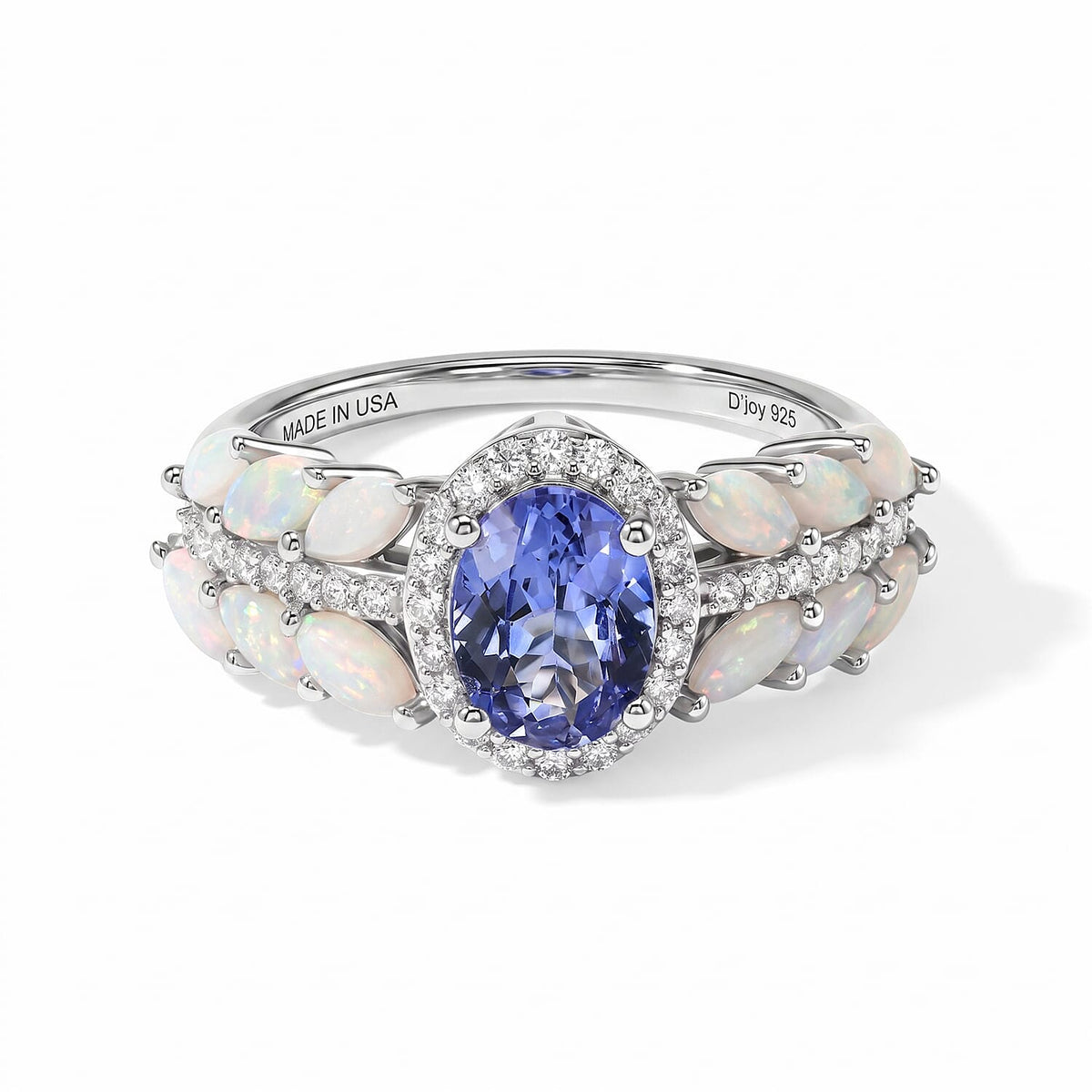 D''Joy Tanzanite and Multi Gemstone 1.90 ctw Ring in Rhodium Over Sterling Silver (Size 6.0)