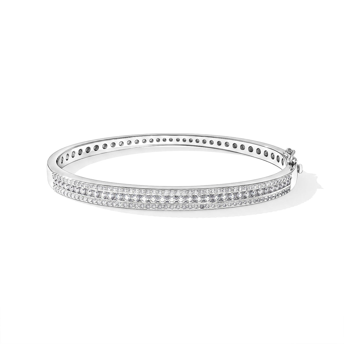 Diamond Bangle Bracelet in Sterling Silver (6.50 In) 2.00 ctw