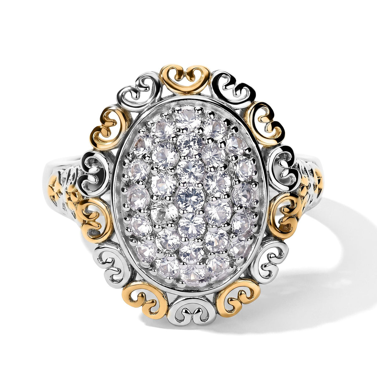 EverTrue Lab Created White Sapphire 1.00 ctw Ring in 18K YG Plated and Platinum Bond (Size 7.0)