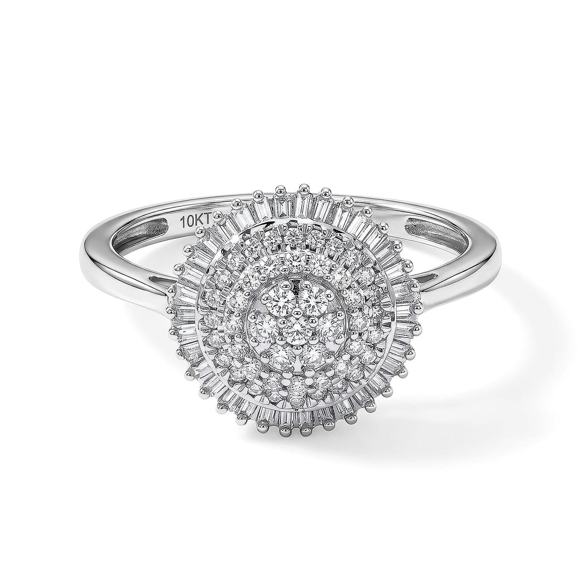 Luxoro 10K White Gold Diamond (G-H, I1) Ring (Size 10.0) 0.50 ctw