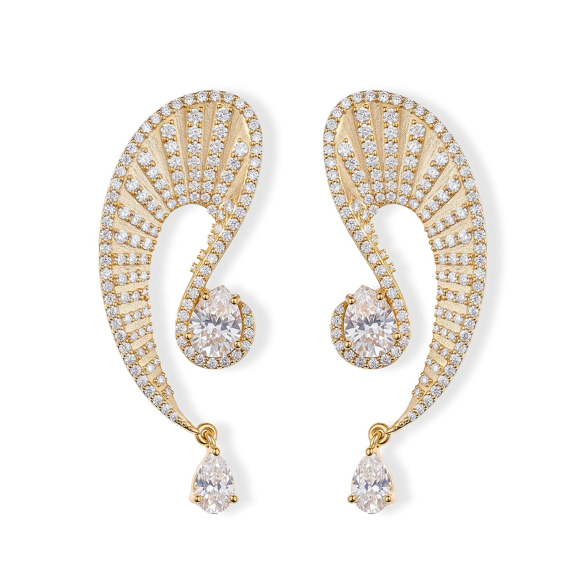 Clarte Moissanite (Pear 6x4mm) Sirena Earrings in 14K YG Over Sterling Silver 3.76 ctw