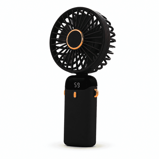 Pom Gear DigiFan - Pom Desk/Handheld Fan with Digital Display -Black