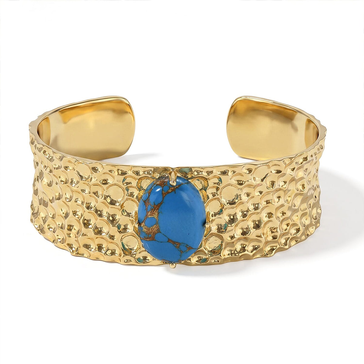 EverTrue Blue Turquoise Cuff Bangle in 18K YG Plated  17.50 ctw